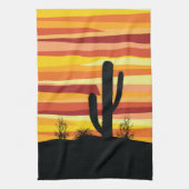 幾何学的な砂漠の夕日 キッチンタオル (縦)