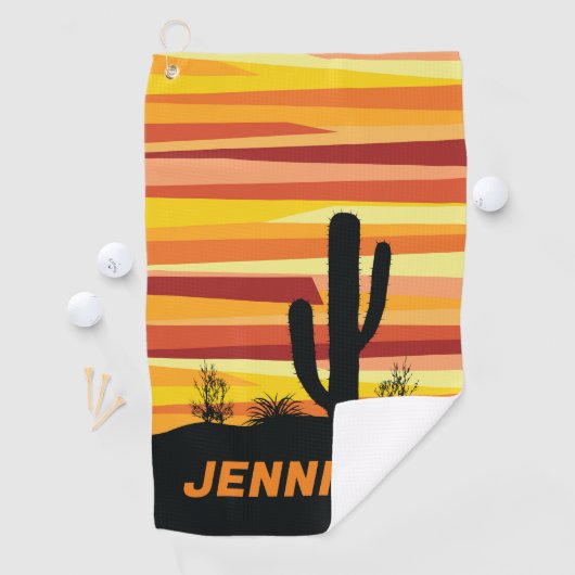 幾何学的な砂漠の夕日 ゴルフタオル (インサイチュ)