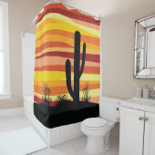 幾何学的な砂漠の夕日 シャワーカーテン (インサイチュ)