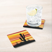 幾何学的な砂漠の夕日 スクエアペーパーコースター (インサイチュ)