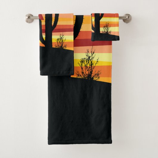 幾何学的な砂漠の夕日 バスタオルセット (インサイチュ)