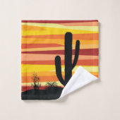 幾何学的な砂漠の夕日 バスタオルセット (ウォッシュタオル)