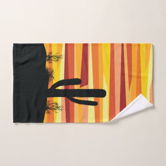 幾何学的な砂漠の夕日 バスタオルセット (ハンドタオル)