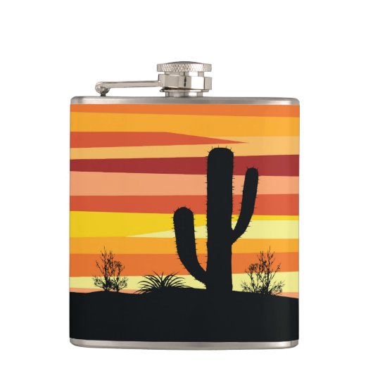 幾何学的な砂漠の夕日 フラスク (正面)