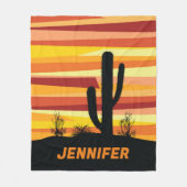 幾何学的な砂漠の夕日 フリースブランケット (正面)