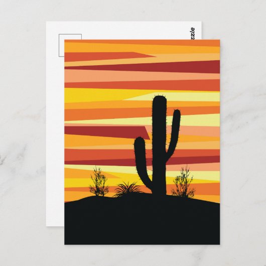 幾何学的な砂漠の夕日 ポストカード (正面/裏面)