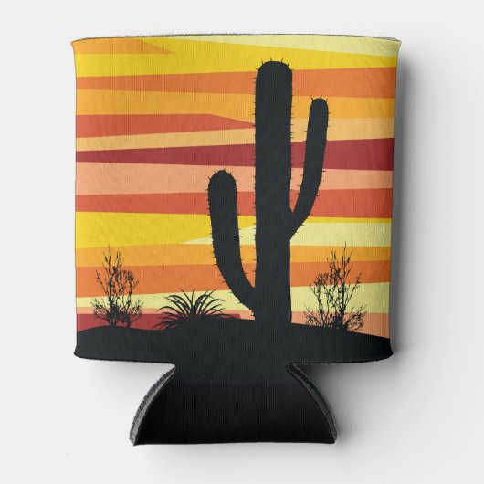 幾何学的な砂漠の夕日 缶クーラー (正面)