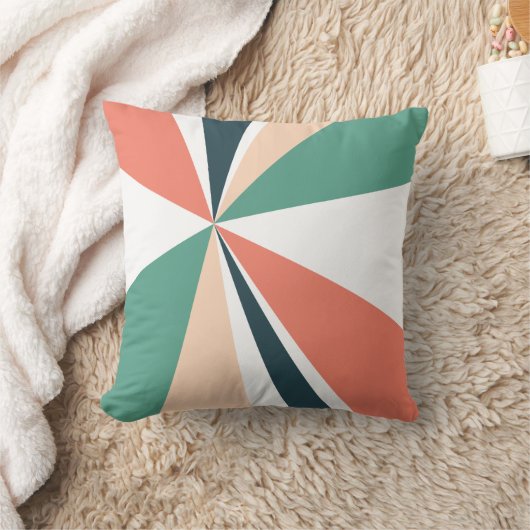 幾何学的な破烈の三角形の芸術の珊瑚のティール(緑がかった色)海軍 クッション (ブランケット)