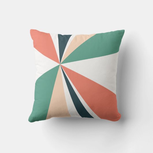 幾何学的な破烈の三角形の芸術の珊瑚のティール(緑がかった色)海軍 クッション (裏面)