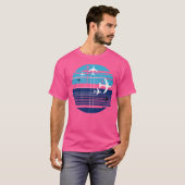幾何学的な空の交差する飛行機 Tシャツ (正面フル)