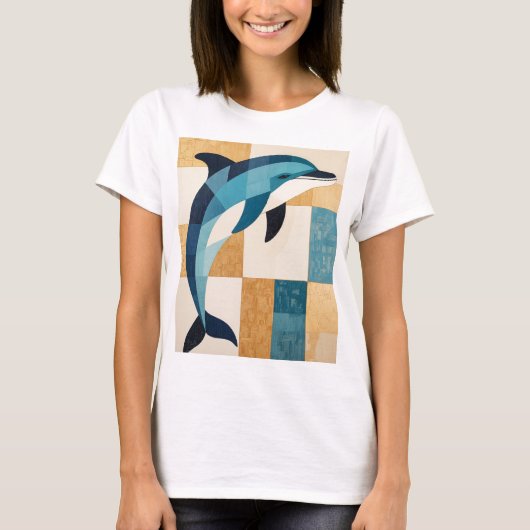 幾何学的な空飛ぶイルカ Tシャツ (正面)