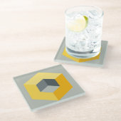 「幾何学的な立方体Design ガラスコースター (アングル)