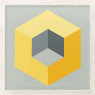 「幾何学的な立方体Design ガラスコースター