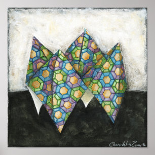 幾何学的な紙のOrigamiの占い師 ポスター