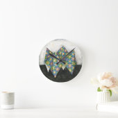 幾何学的な紙のOrigamiの占い師 ラウンド壁時計 (ホーム)