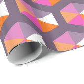 幾何学的な紫とオレンジの六角パターン ラッピングペーパー (ロールコーナー)