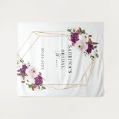 幾何学的な紫とピンクの花のブライダルシャワー タペストリー (正面(横))