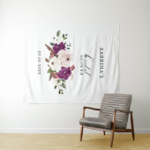 幾何学的な紫とピンクの花のブライダルシャワー タペストリー (インサイチュ(横))