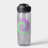 幾何学的な紫と緑 ウォーターボトル (正面)