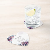 幾何学的な紫のフローラ結婚式の日付を保存 ペーパーコースター (インサイチュ)