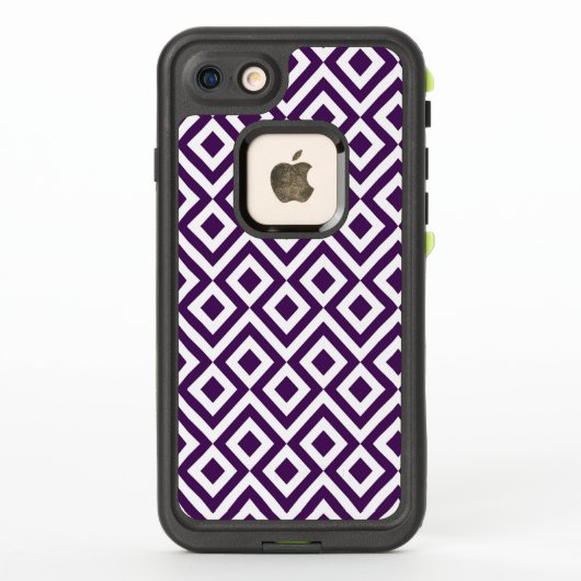 幾何学的な紫色および白い雷文 LifeProof iPhoneケース (裏面)