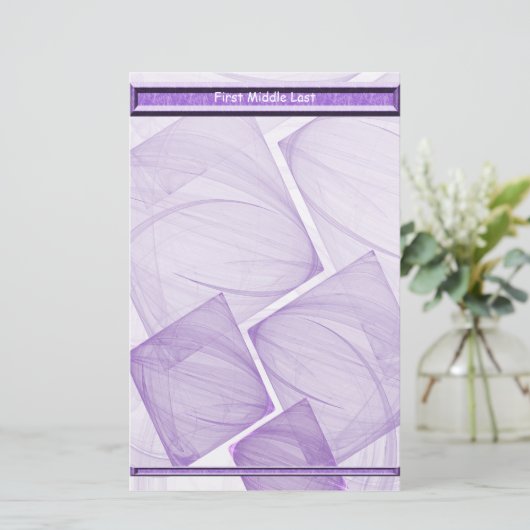 幾何学的な紫色の形状の抽象芸術 パーソナライズされた 便箋 (スタンド正面)