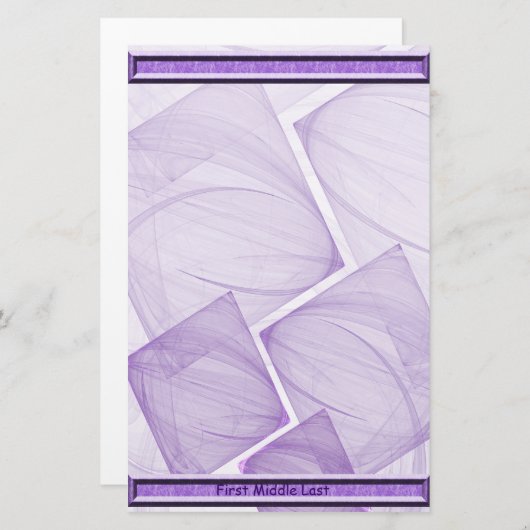 幾何学的な紫色の正方形抽象芸術 便箋 (正面/裏面)