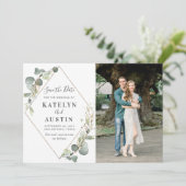 幾何学的な結婚緑の写真 セーブザデート (スタンド正面)