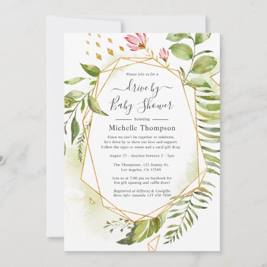 幾何学的な結晶の緑をシャワーで駆動 招待状 (正面)