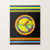 [幾何学的な絞り染め]ストライプ，平和記号（黒） ジグソーパズル (縦)