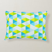 幾何学的な緑および青の三角形のモダンパターン アクセントクッション (裏面)