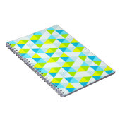 幾何学的な緑および青の三角形のモダンパターン ノートブック (右側)