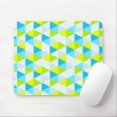 幾何学的な緑および青の三角形のモダンパターン マウスパッド (マウス)