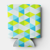 幾何学的な緑および青の三角形のモダンパターン 缶クーラー (裏面)