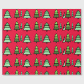 幾何学的な緑のクリスマスツリー ラッピングペーパー (フラット)