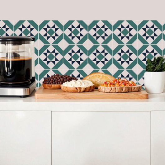 幾何学的な緑のタイルの床のインスピレーション タイル