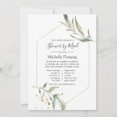 幾何学的な緑のベビーまたはブライダルシャワー（メール別） 招待状 (正面)