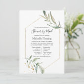 幾何学的な緑のベビーまたはブライダルシャワー（メール別） 招待状 (スタンド正面)