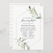 幾何学的な緑のベビーまたはブライダルシャワー（メール別） 招待状 (正面/裏面)