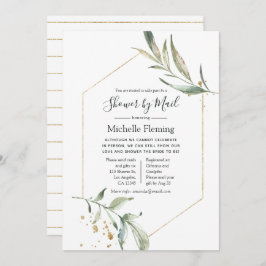 幾何学的な緑のベビーまたはブライダルシャワー（メール別） 招待状