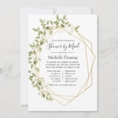 幾何学的な緑のベビーまたはブライダルシャワー(メール別) 招待状 (正面)