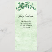 幾何学的な緑のユーカリ葉のメ結婚ニュー メニュー (裏面)