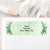 幾何学的な緑のユーカリ葉の住所 シール (インサイチュ)