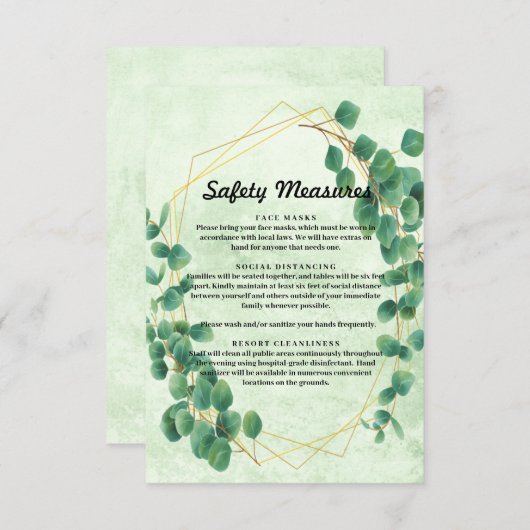 幾何学的な緑のユーカリ葉の エンクロージャーカード (正面/裏面)