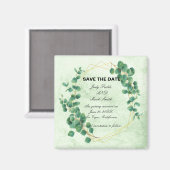 幾何学的な緑のユーカリ葉スの日付を保存 マグネット (正面/裏面)