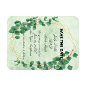 幾何学的な緑のユーカリ葉スの日付を保存 マグネット (横)