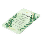 幾何学的な緑のユーカリ葉スの日付を保存 マグネット (左側)