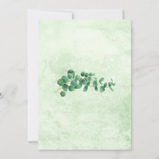 幾何学的な緑のユーカリ葉スの花嫁 招待状 (裏面)