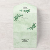 幾何学的な緑のユーカリ葉ス結婚ズの オールインワン招待状 (外側)