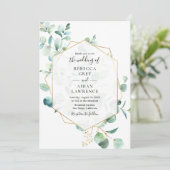 幾何学的な緑のユーカリ葉ス結婚ズの 招待状 (スタンド正面)